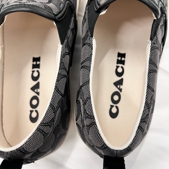 NWOB $195 Coach Black & Grey Skate Slip On Sneaker In Signature Jacquard - Picture 6 of 10